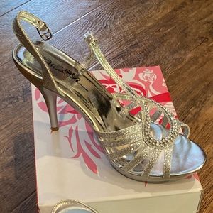 Silver rhinestone heels